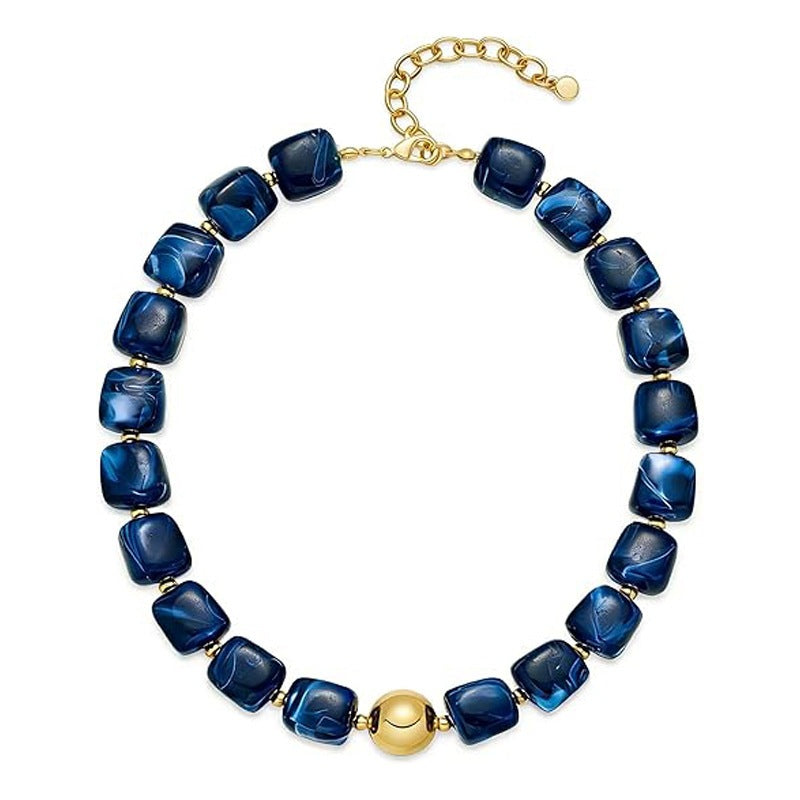Casual Square Resin Polished Pendant Necklace for Women