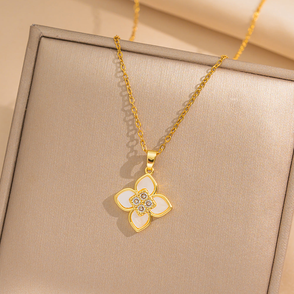 Minimalist Geometric Titanium Steel Necklace for Women with Gold Plating Locket Chain Fashion Accessory