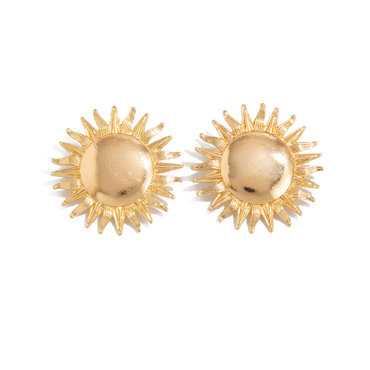 Minimalist Star-Shaped Alloy Pendant Stud Earrings with Liquid Hammered Texture and Floral Leaf Motif for Women