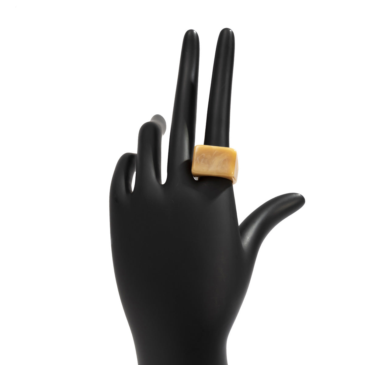Anillo Cuadrado Geométrico Chic de Resina para Mujer con Acabado Pulido, Joyería de Estilo Dulce y Atrevido para Vacaciones
