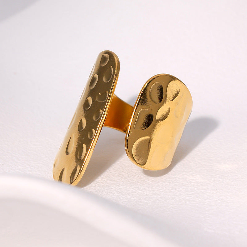 Minimalist Geometric Titanium Steel Ring for Women with Gold Plating Adjustable Open Band Fashion Jewelry