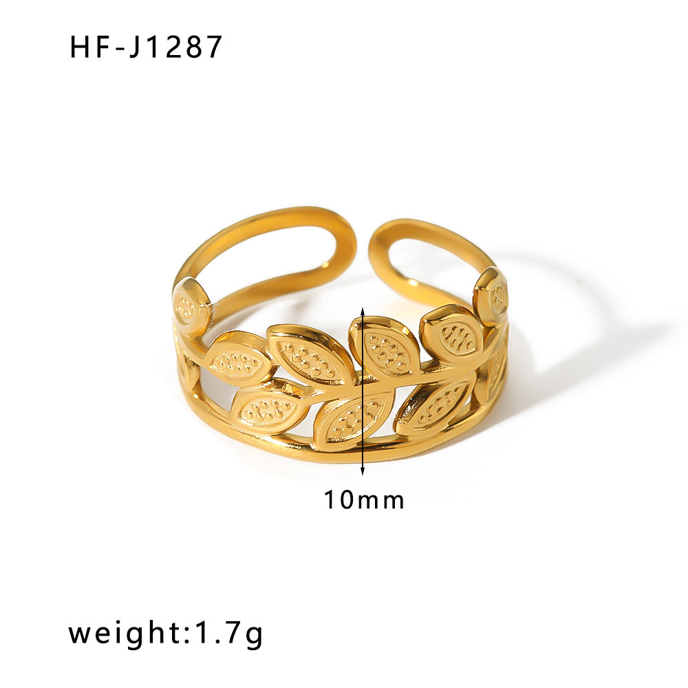 Minimalist Geometric Stainless Steel Ring with 18K Vacuum Plated Finish for Women