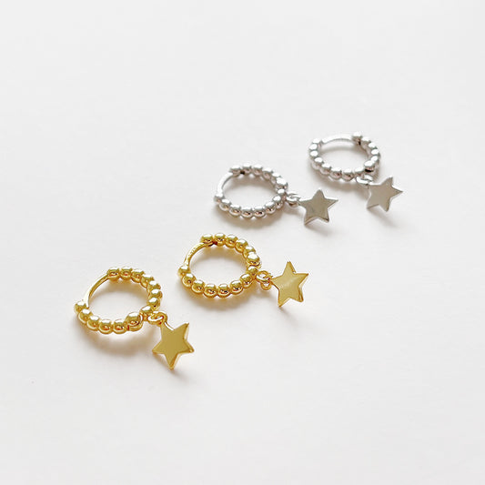 Orecchini a perno tondo a stella minimalisti in argento Sterling 925 placcato