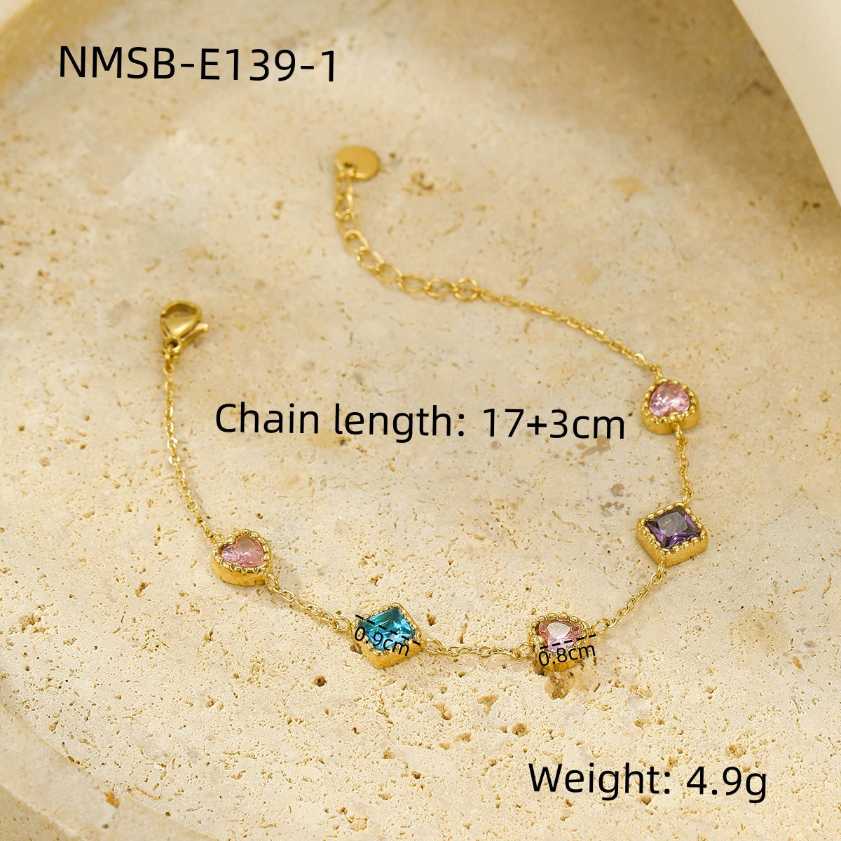 Fashionable Women's Heart-Shaped 18K Gold-Plated Titanium Steel Bracelet with Minimalist Geometric Design