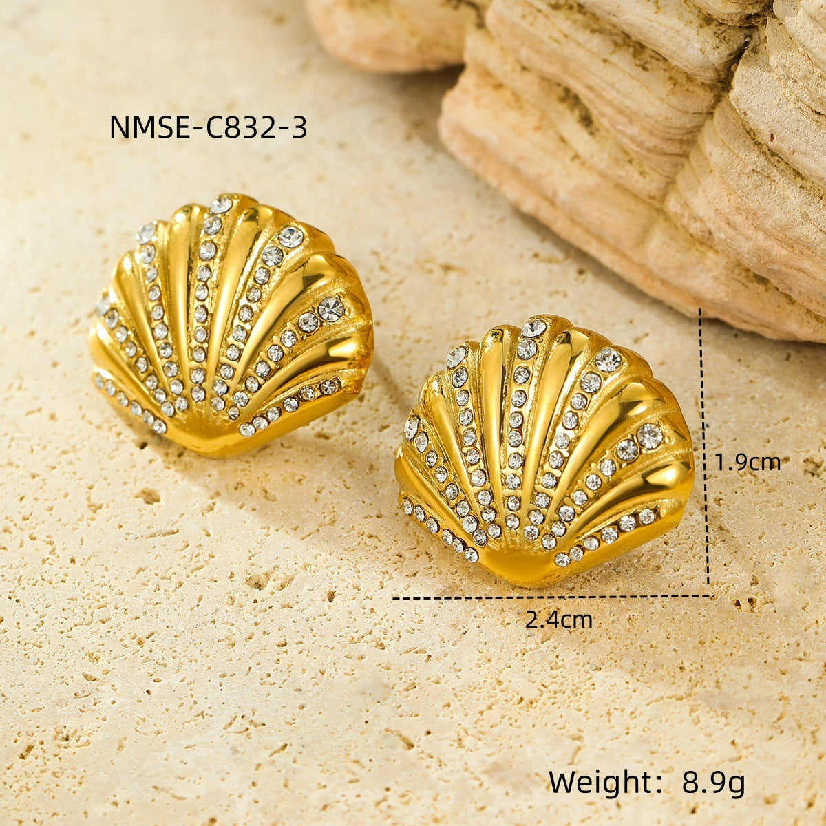 Parure da donna con collana, bracciale, orecchini e anello abbinati in acciaio inossidabile placcato, design geometrico ispirato all'oceano