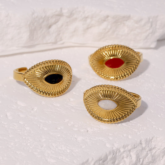 Anello Aperto Geometrico Vintage Minimalista Placcato Oro 18K in Acciaio Inossidabile per Donna