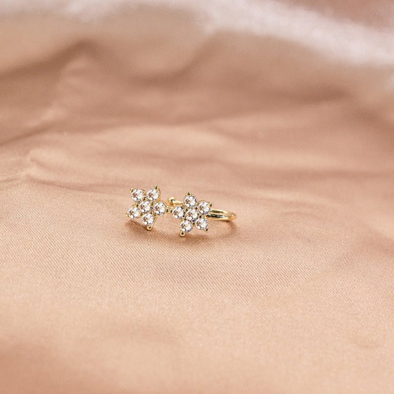 Minimalist Geometric U-Shaped Nose Clip Brass 18K Gold Plated Cubic Zirconia Adjustable Charm Bar