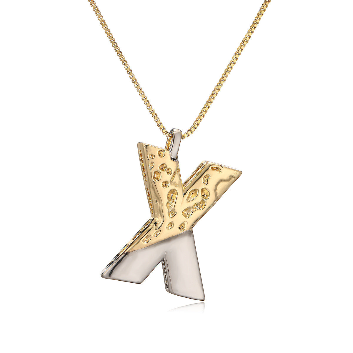 Collana con ciondolo a lettera in rame placcato oro geometrico minimalista da donna