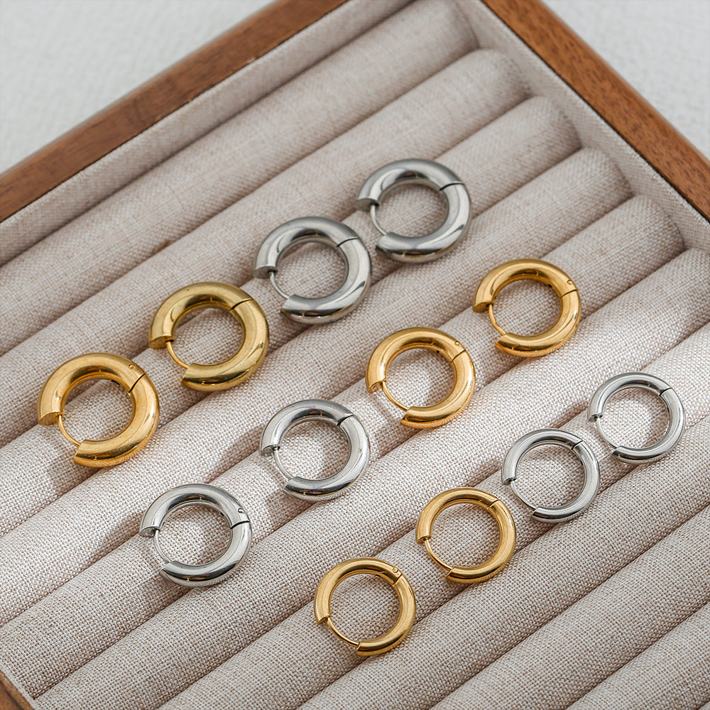 Pendientes de aro minimalistas en forma de U de acero inoxidable con baño para hombres y mujeres