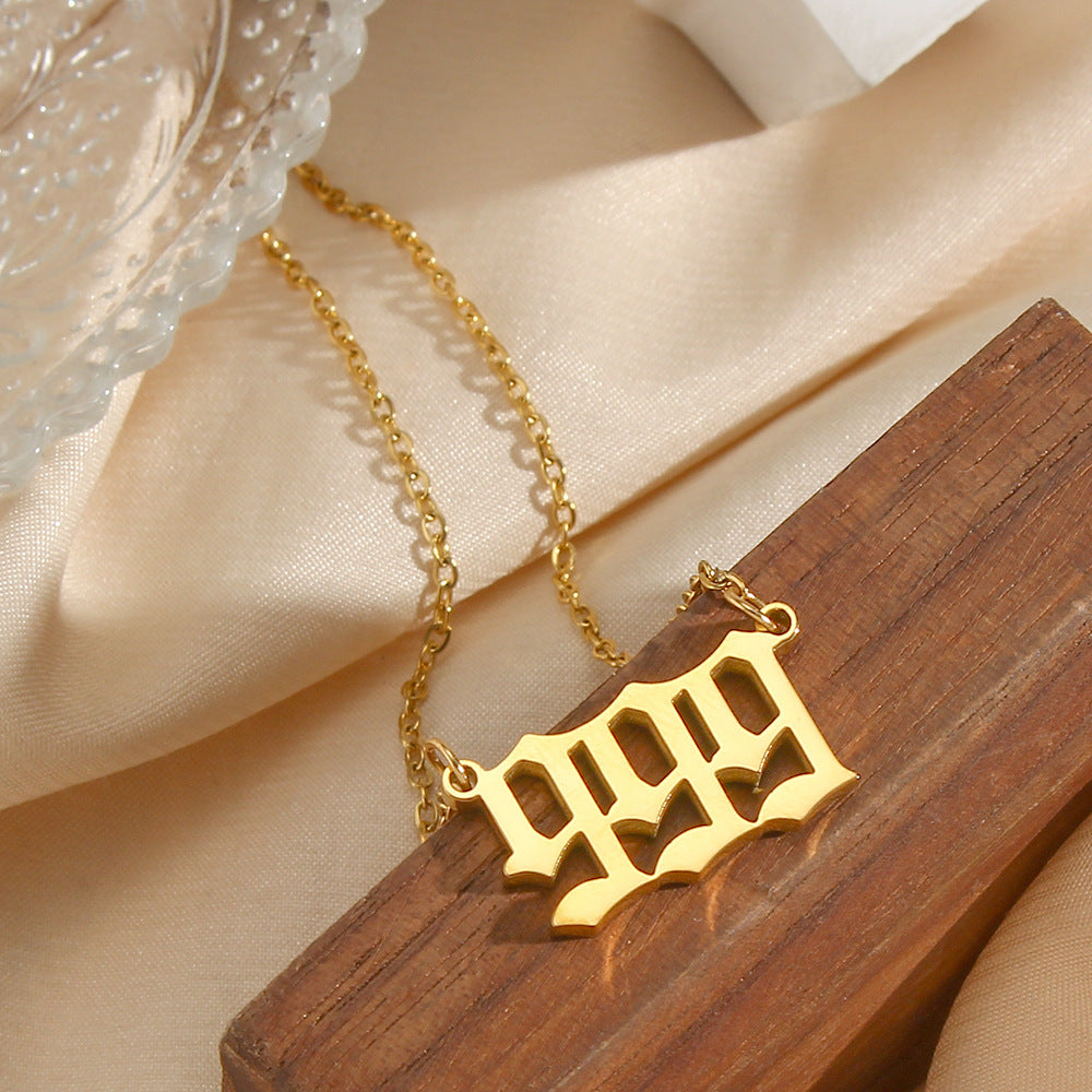 Fashionable Minimalist Numeric Pendant Necklace for Women in Stainless Steel with Plated Finish