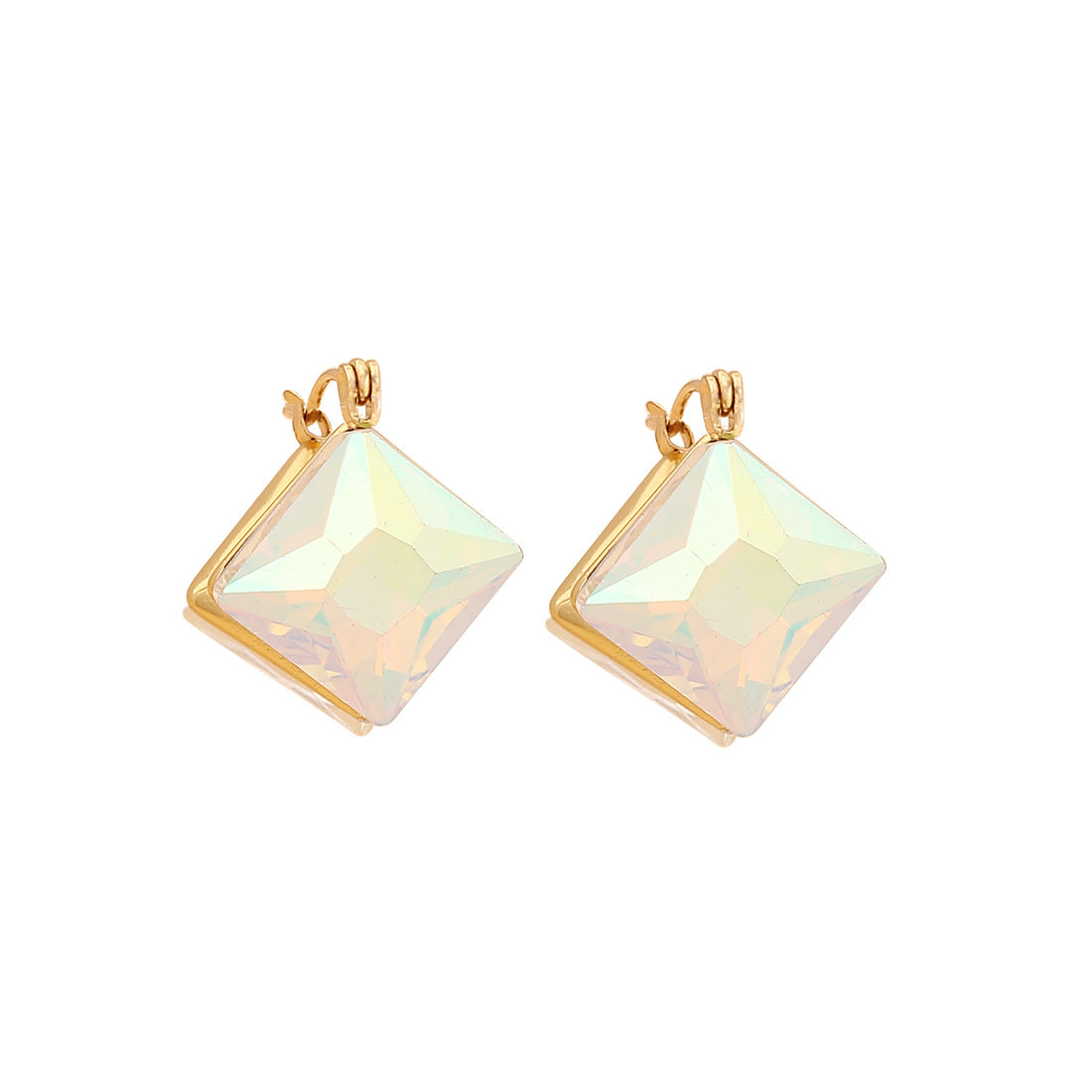 Geometric Square Double-Sided Stainless Steel Stud Earrings with Plating Finish for Women