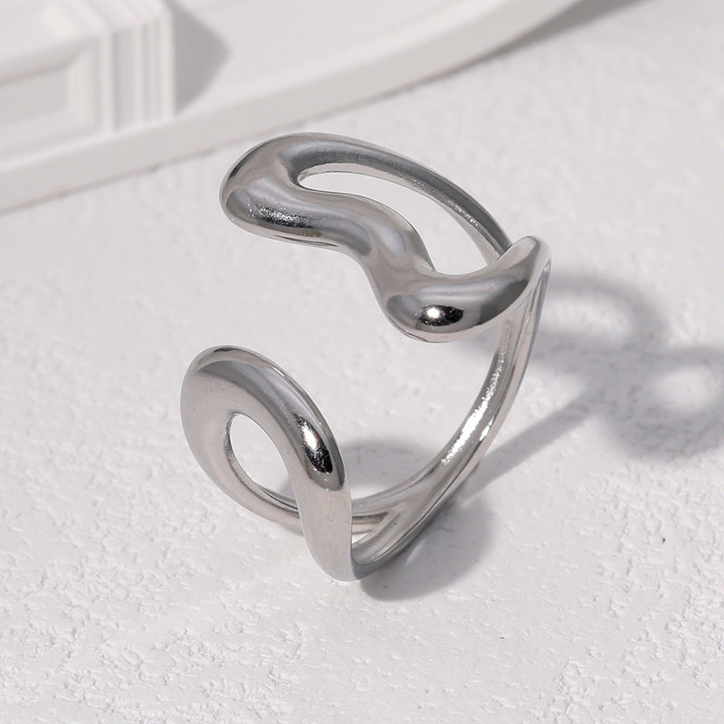 Anello aperto geometrico minimalista in acciaio inossidabile placcato oro 18 carati, gioielli di moda da donna