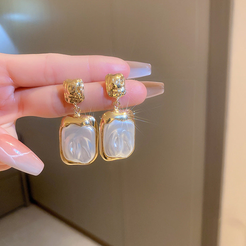 Vintage Floral and Teardrop Shaped Copper Earrings with 925 Silver Posts, Electroplated Finish, Elegant Court-Inspired Retro Ear Jewelry for Women
