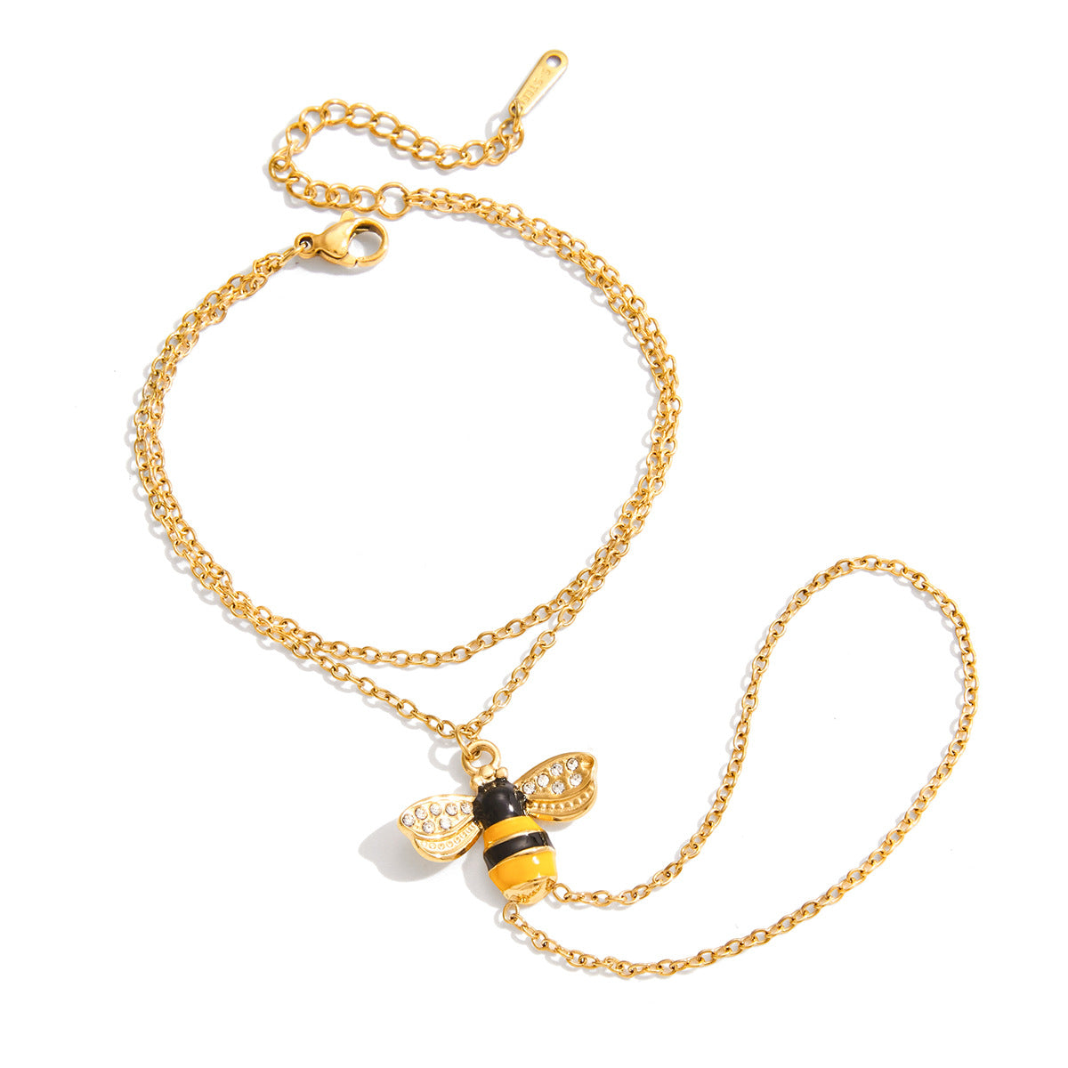 Anillo de Dedo y Pulsera Minimalista de Acero de Titanio con Forma de Abeja para Mujer con Acabado Galvanizado Accesorio de Moda de Acero Inoxidable