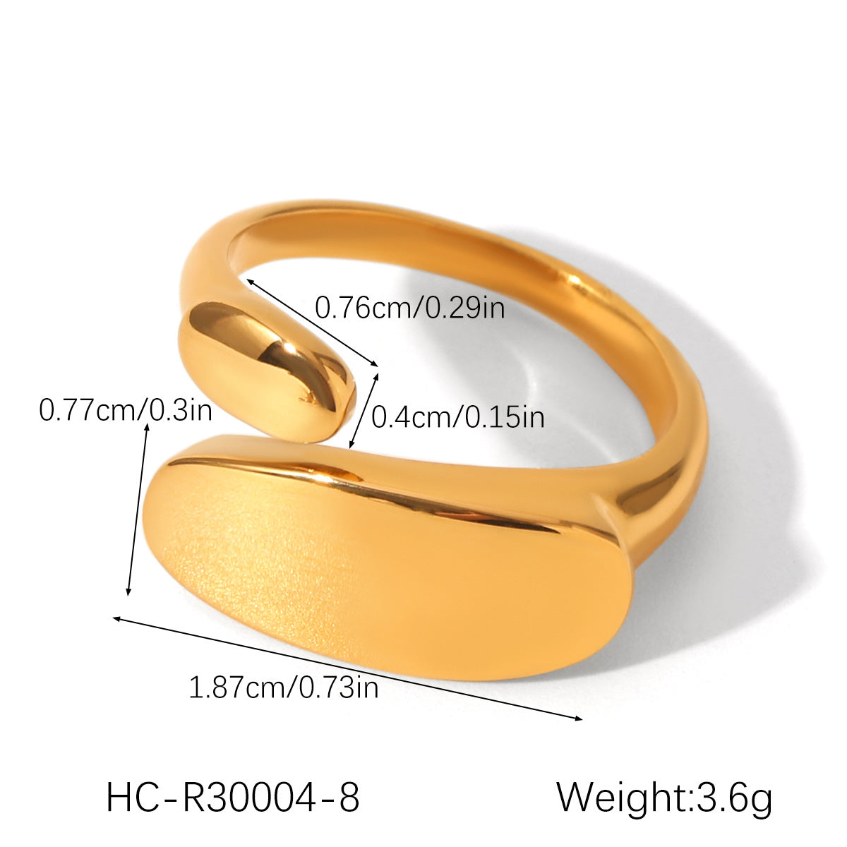 Minimalist Geometric Stainless Steel Ring for Women with 18K Gold Plating Titanium Steel Finish