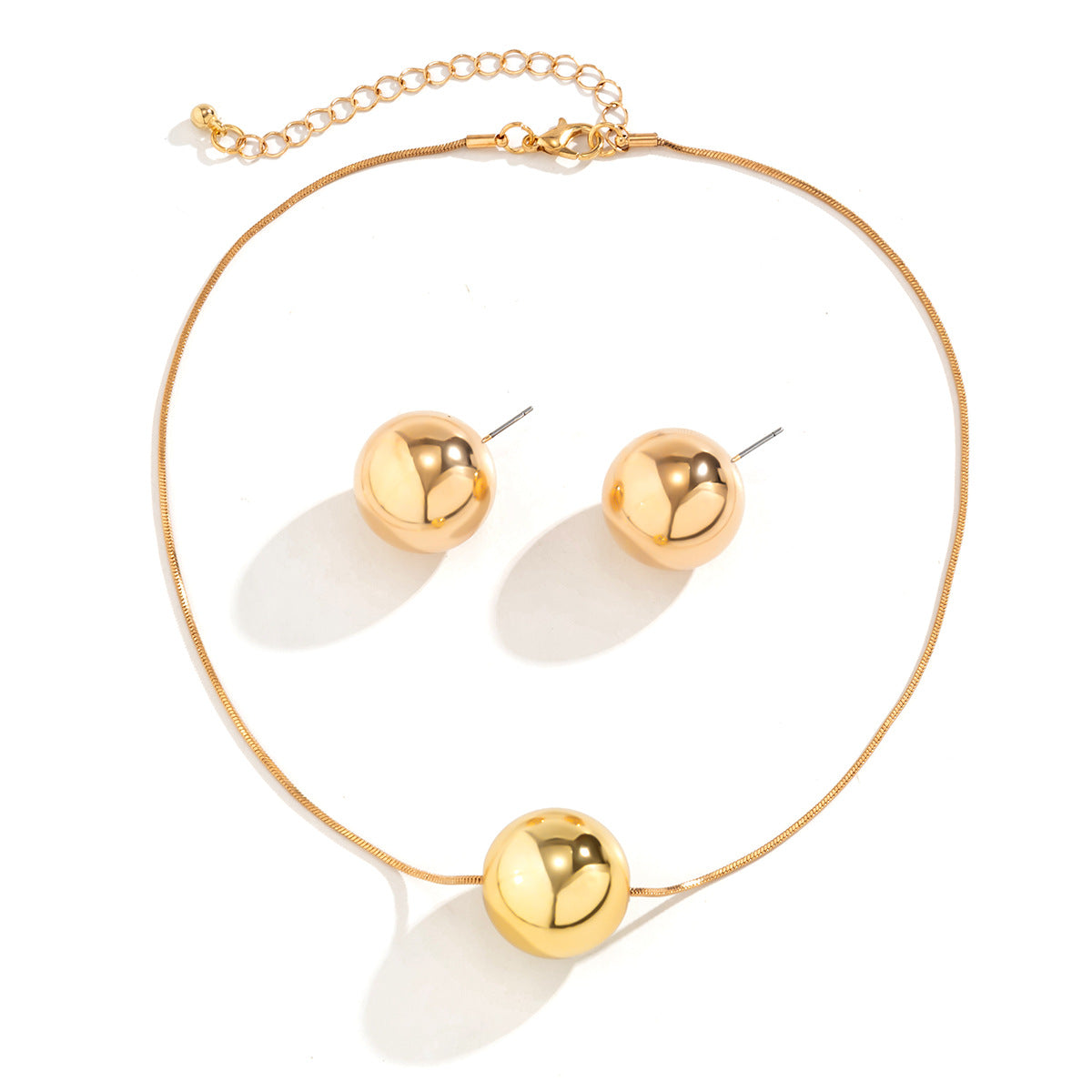 Collana con ciondolo a sfera rotonda geometrica punk con catena a serpente in metallo placcato per donna