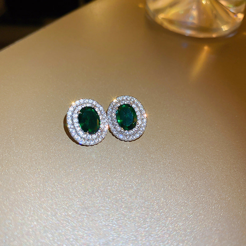 Vintage Green Rhinestone Butterfly Pearl Earrings with Stainless Steel Posts for Women