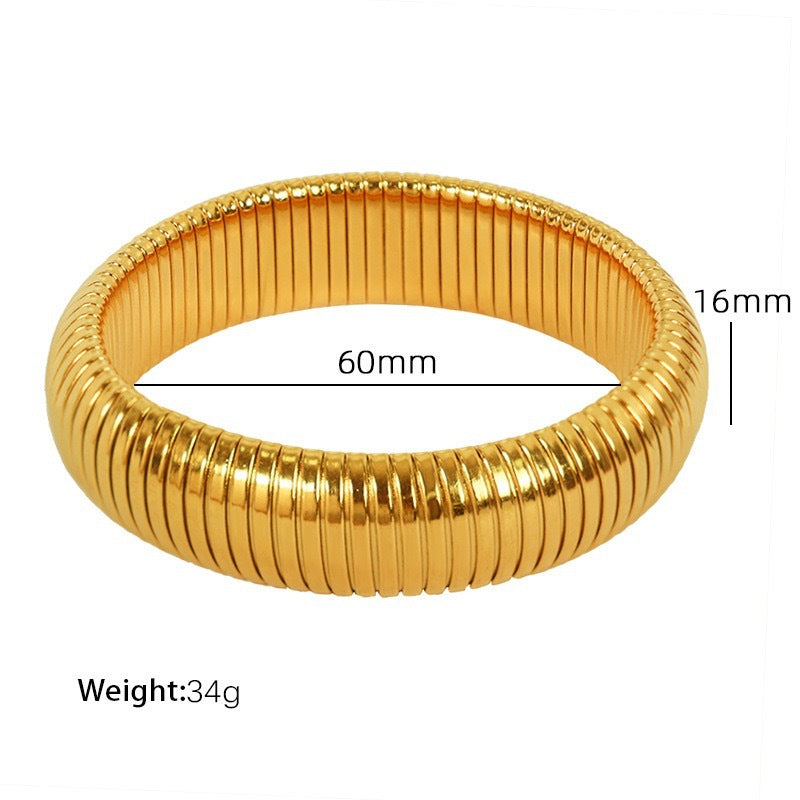 Bracciale da donna placcato con strass intarsiati e perline rotonde geometriche esagerate