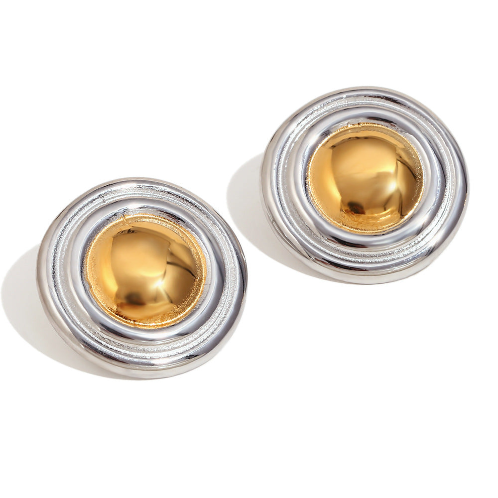 Orecchini a perno ovali con fiocco, minimalisti e alla moda, da donna, in acciaio inossidabile con placcatura in oro 18 carati