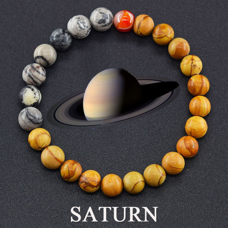 Classic Sweet Natural Gemstone Round Geometric Stretch Bracelet Unisex Jewelry Gift