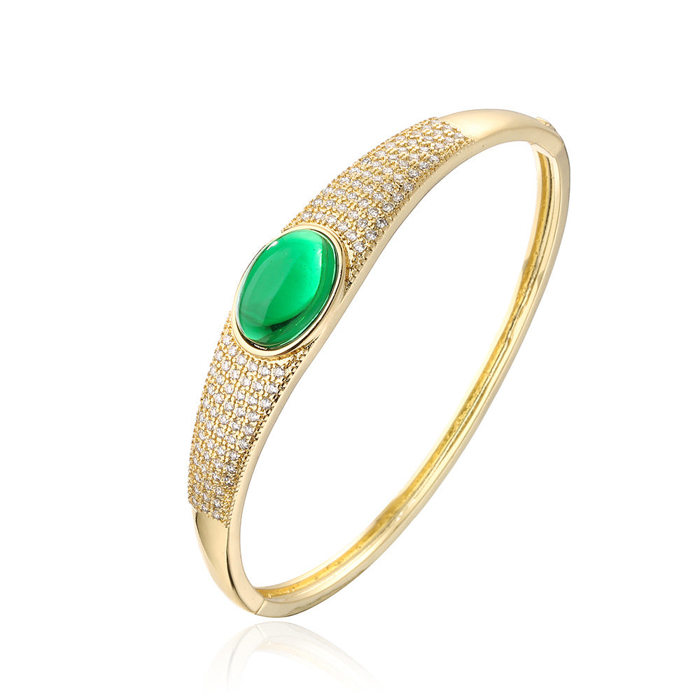 INS-Inspired Vintage-Luxury Adjustable Bracelet for Women Made of Brass with Gold Plating and Micro-Pavé Zirconia