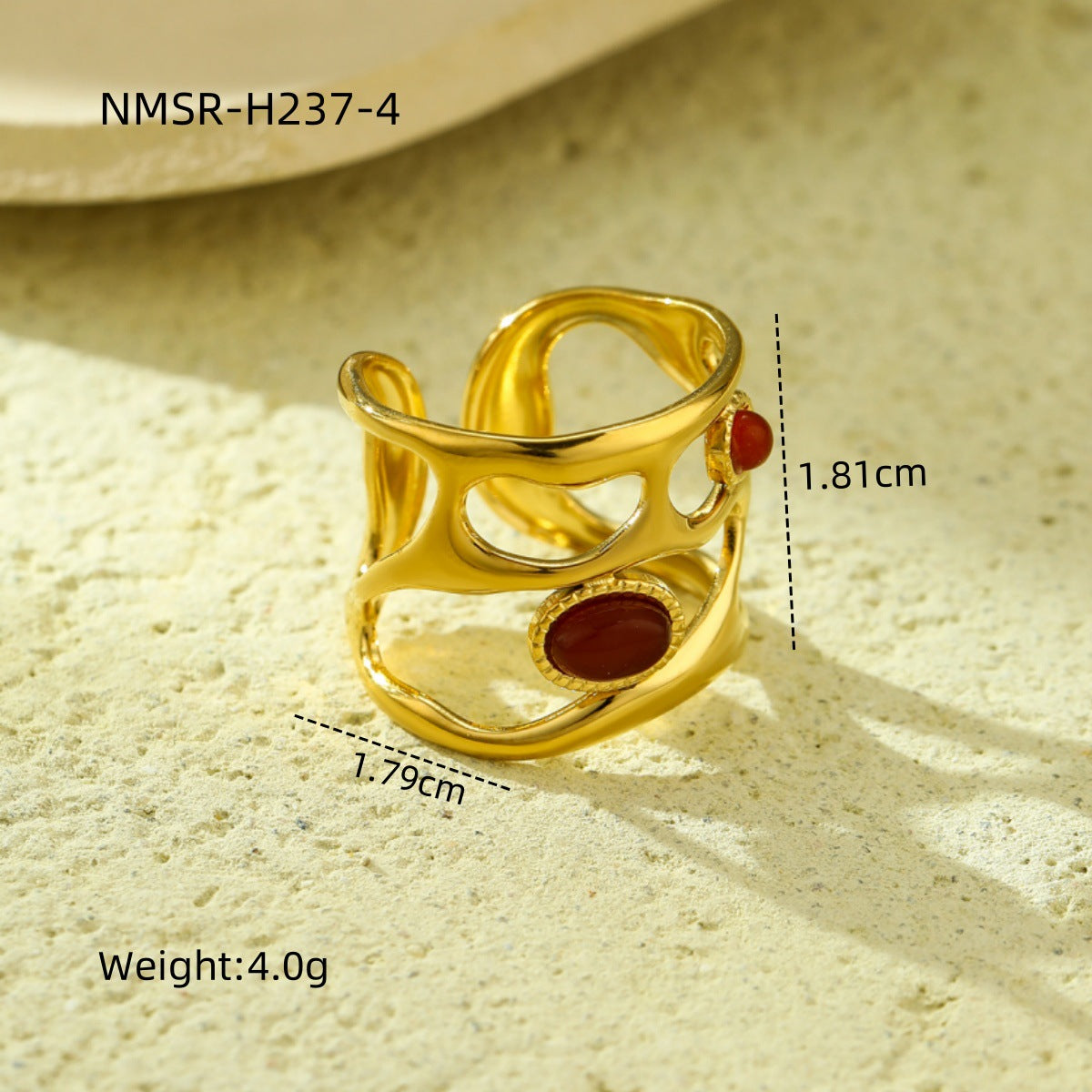 Anillo abierto minimalista de moda Morandi para mujer en acero inoxidable con acabado chapado