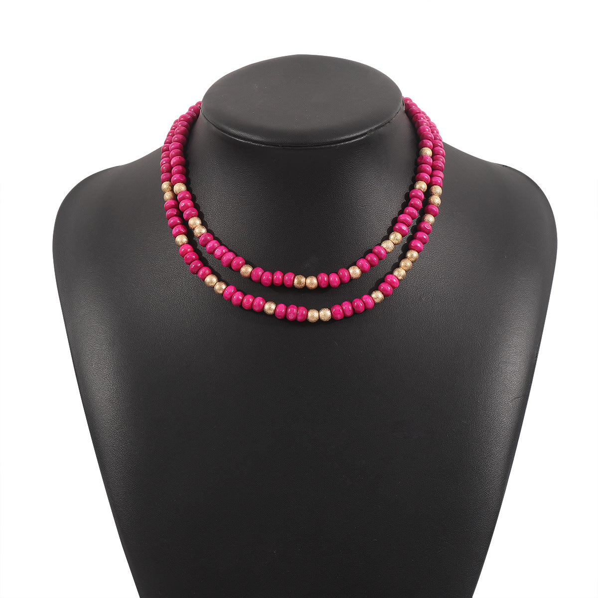 Collana Bohemien Arcobaleno Guardiano con Perline di Legno, Forma Geometrica e Artigianato Fatto a Mano Unisex per l'Estate