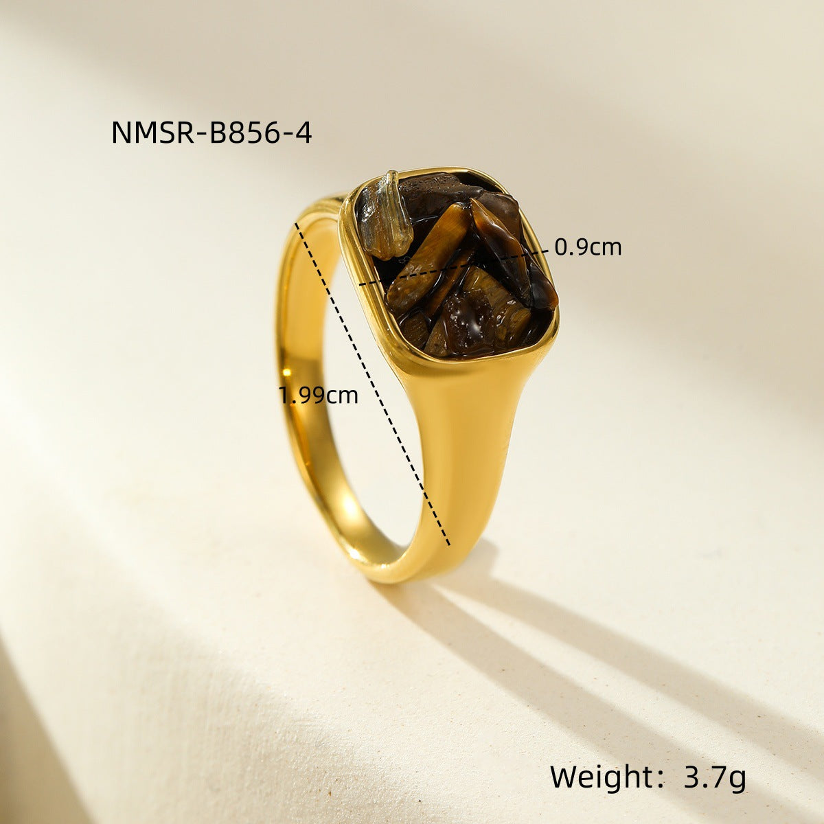 Anello Quadrato in Acciaio Inossidabile Stile Francese Vintage con Intarsio in Pietra Naturale, Ipoallergenico e Resistente allo Sbiadimento per Donna