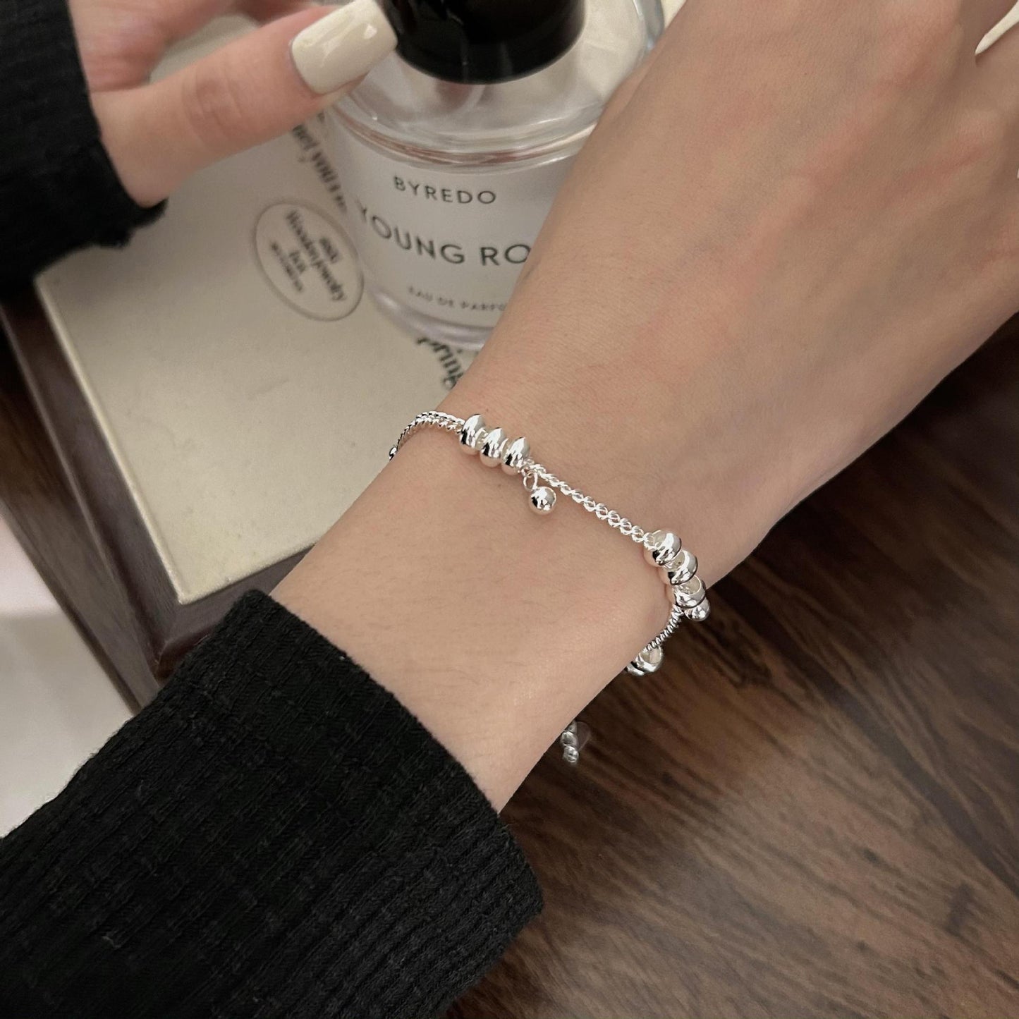 Minimalist Geometric Silver Bracelet with Rounded Links in 925 Sterling Silver