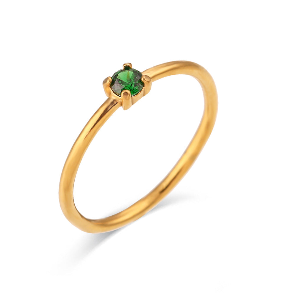 Minimalist Geometric Stainless Steel Plated 18K Gold Birthday Ring for Women