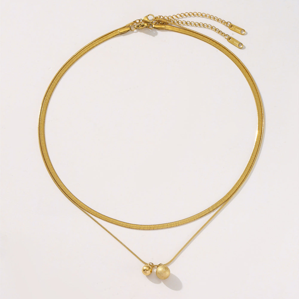 Collar minimalista geométrico de acero inoxidable con cuentas para mujer, chapado en oro de 18 quilates, cadena de clavícula