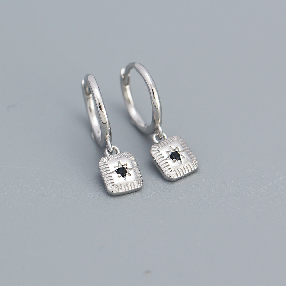 Luxury Minimalist Eight-Pointed Star Ear Cuffs for Women in 925 Sterling Silver Short Style Double Piercing Earrings