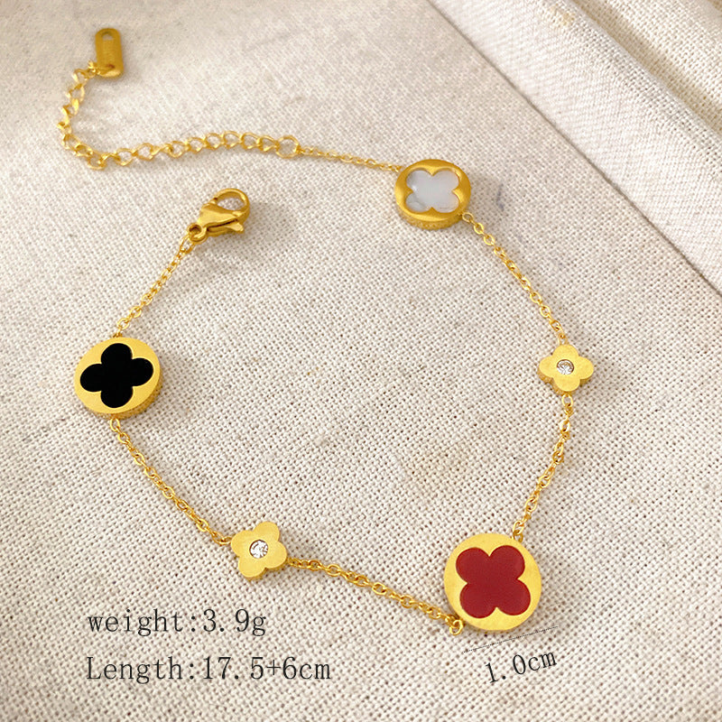 Minimalist Elegant Titanium Steel Plated Leaf Geometric Bracelet for Women