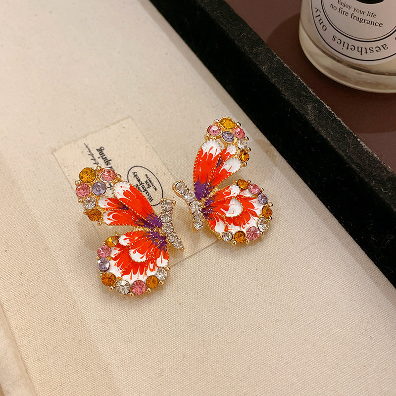 Vintage Geometric Earrings in Copper with Plated Finish for Women Minimalist Retro Ear Studs