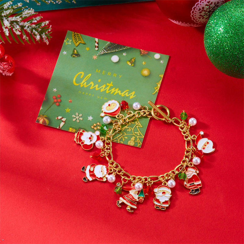 Fashion Christmas Tree Sleigh Reindeer Pendant Bracelet in Alloy with Handcrafted Detail for Women