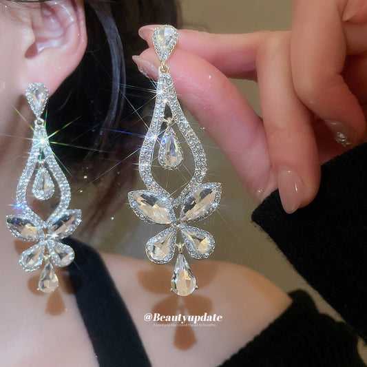 Elegant Luxury-Style Butterfly Stud Earrings with Rhinestone Inlay in Alloy Base and Stainless Steel Posts for Women