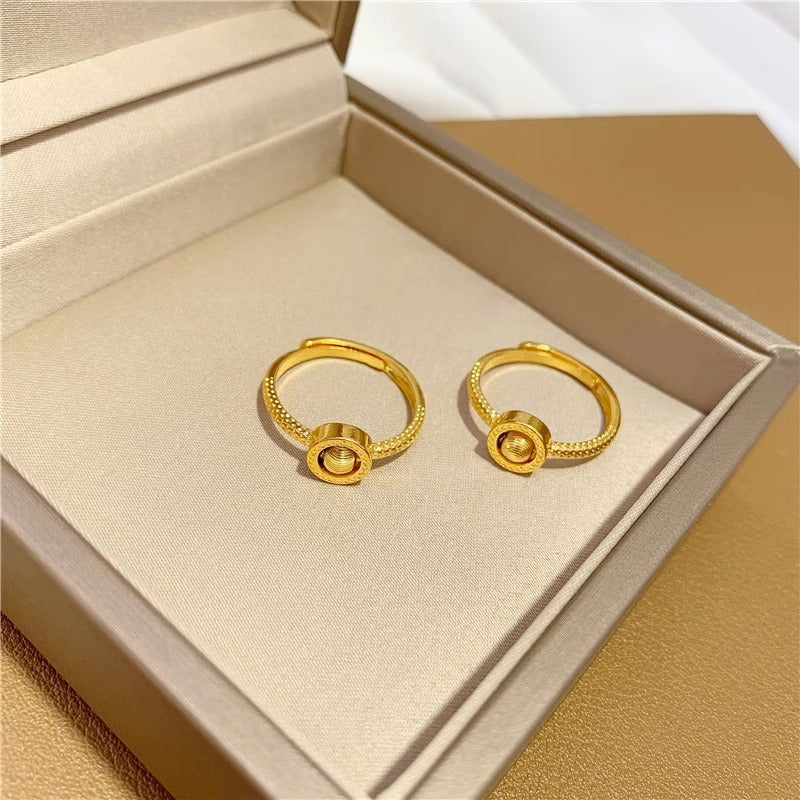 Minimalist Gold-Plated Copper Ring with Letter Design Adjustable Index Finger Ring for Women and Men