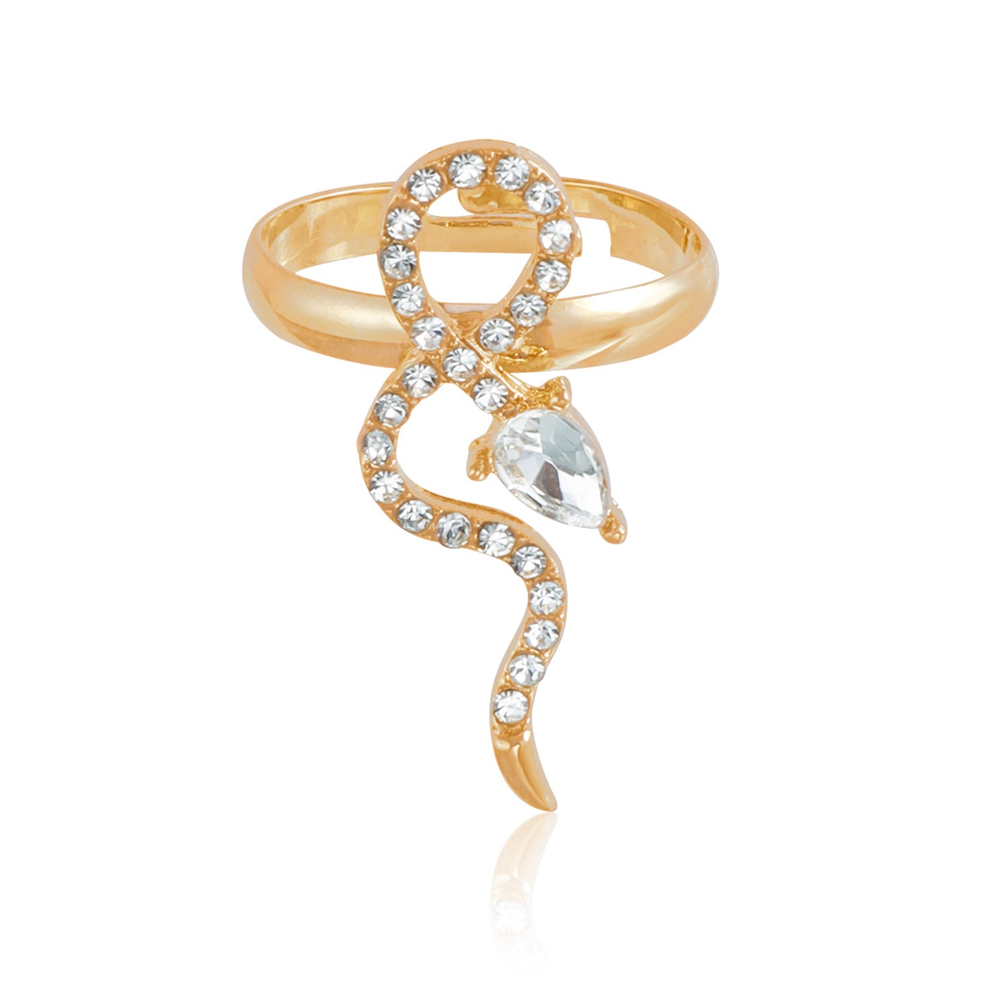 Vintage-Inspired Snake-Shaped Geometric Ring for Women with Metal Band and Electroplated Finish