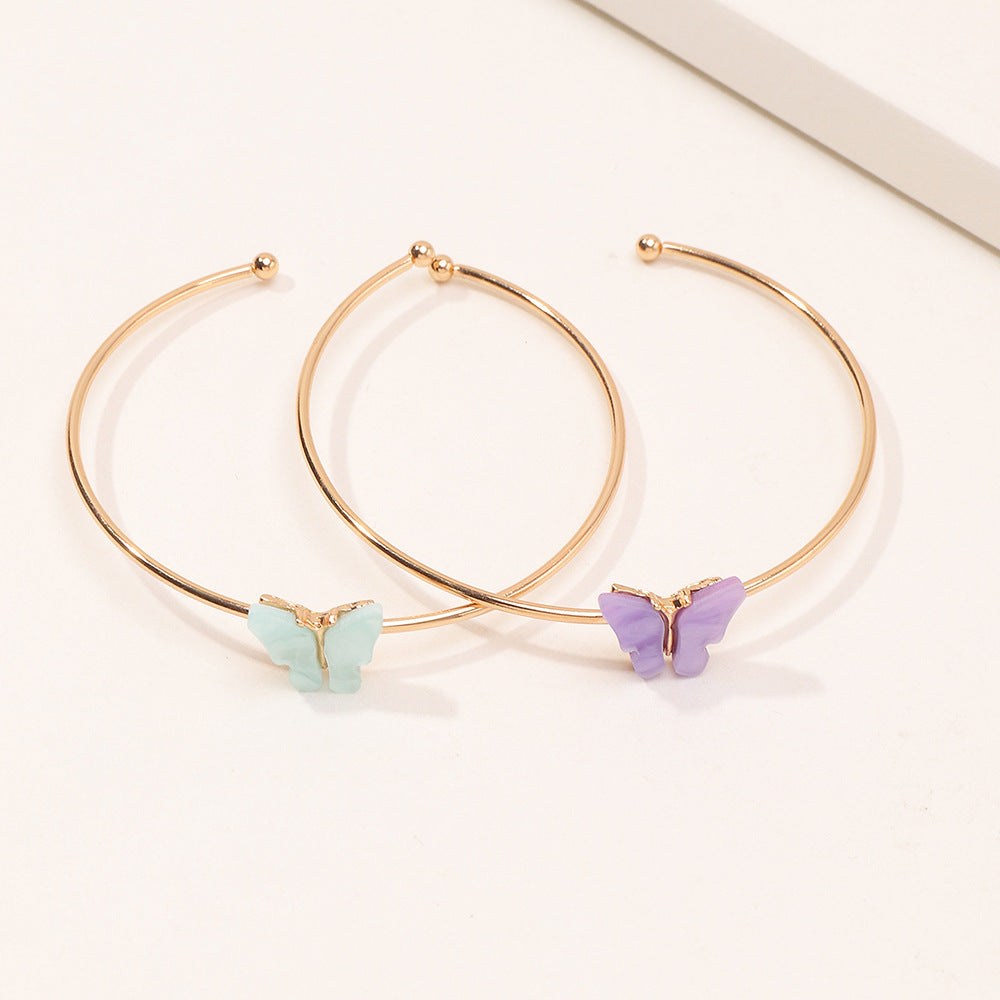 Bracciale a forma di farfalla in lega per bambine con finitura placcata, stile principessa, design minimalista