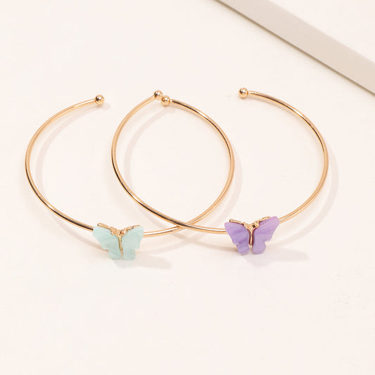 Butterfly-Shaped Alloy Bracelet for Girls with Plated Finish Princess Style Minimalist Design