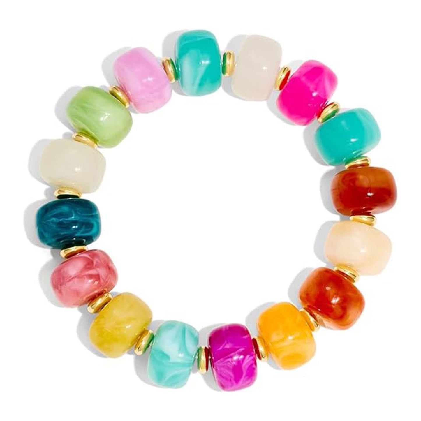 Bohemian Minimalist Geometric Round Resin Acrylic Beaded Bracelet for Women