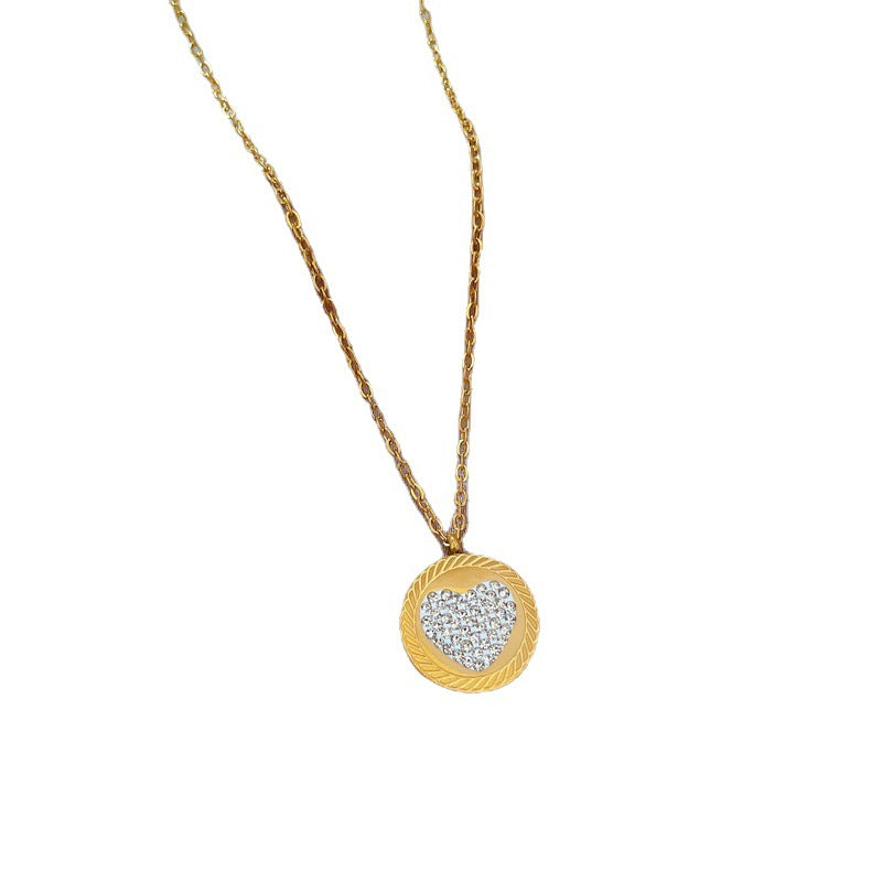 Collana da Donna Minimalista di Lusso a Forma di Cuore in Acciaio al Titanio Placcato Oro
