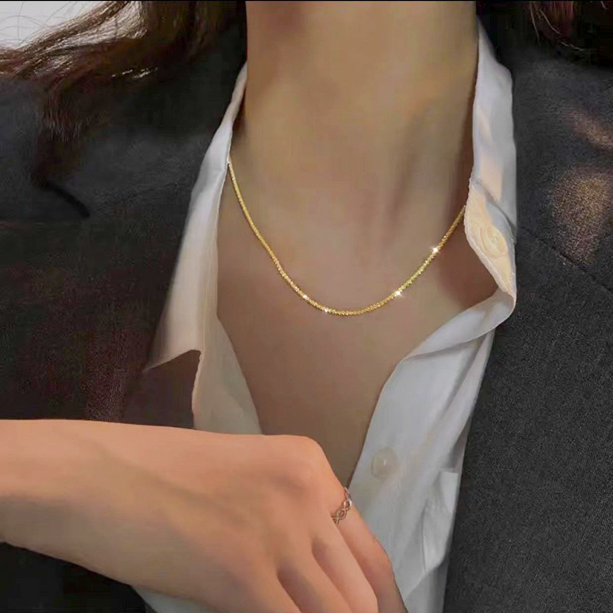 Collana a Pendente Minimalista a Stella per Donna e Uomo in Acciaio al Titanio con Finitura Placcata