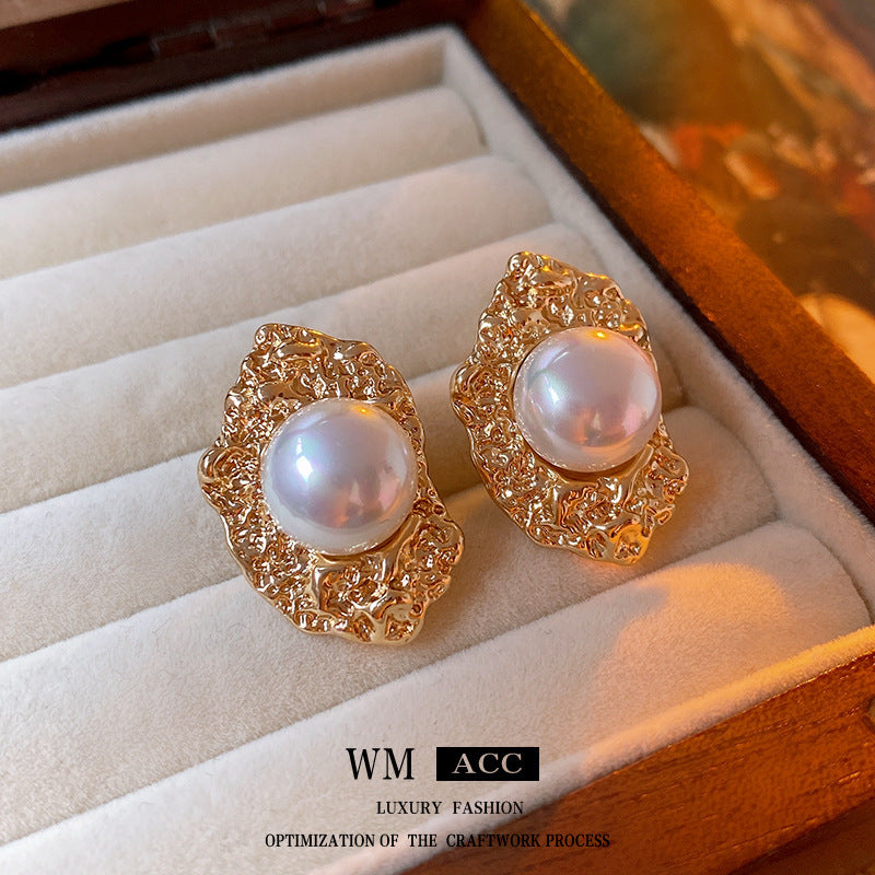 Vintage Floral Earrings with Rhinestone Inlay on Copper Base Electroplated Silver-Plated Stainless Steel Posts for Women