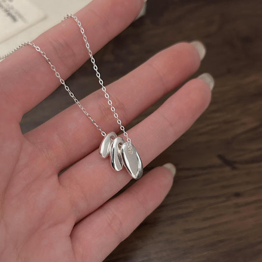 Minimalist Oval Pendant Necklace in 925 Sterling Silver with Electroplated Finish, Tulip-Inspired Geometric Design