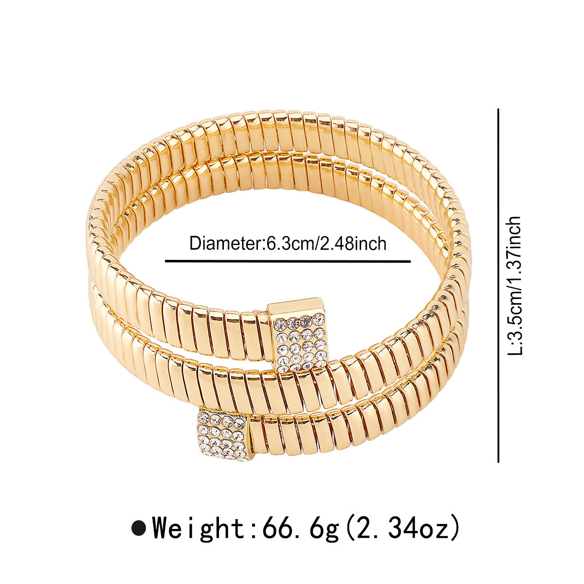 Pulsera de lujo de múltiples capas con incrustaciones de pedrería geométrica y hierro chapado para mujer