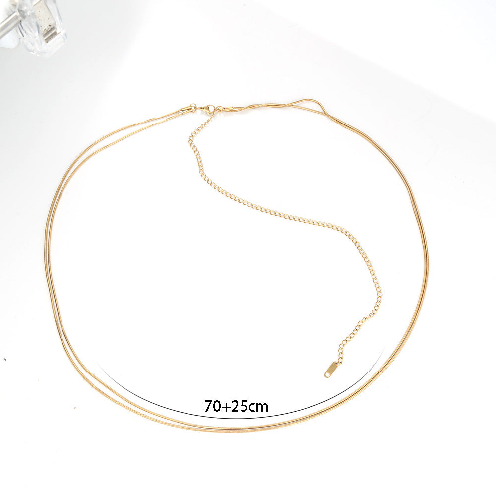 Cadena de cintura de doble capa de acero inoxidable con cadena de serpiente minimalista atrevida para mujer