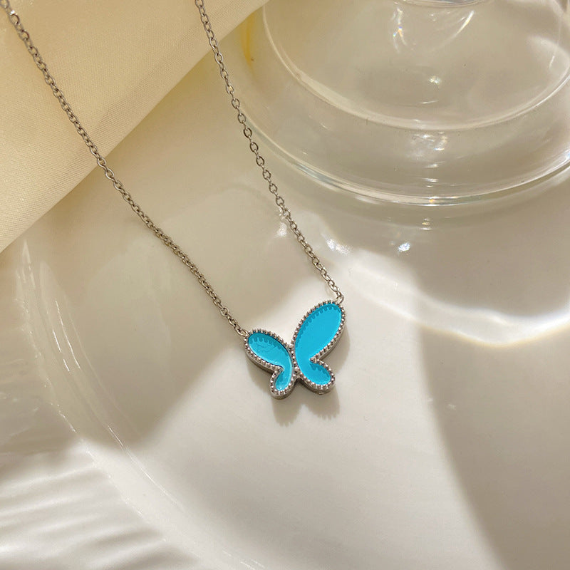 Casual Gold Plated Butterfly Titanium Steel Necklace
