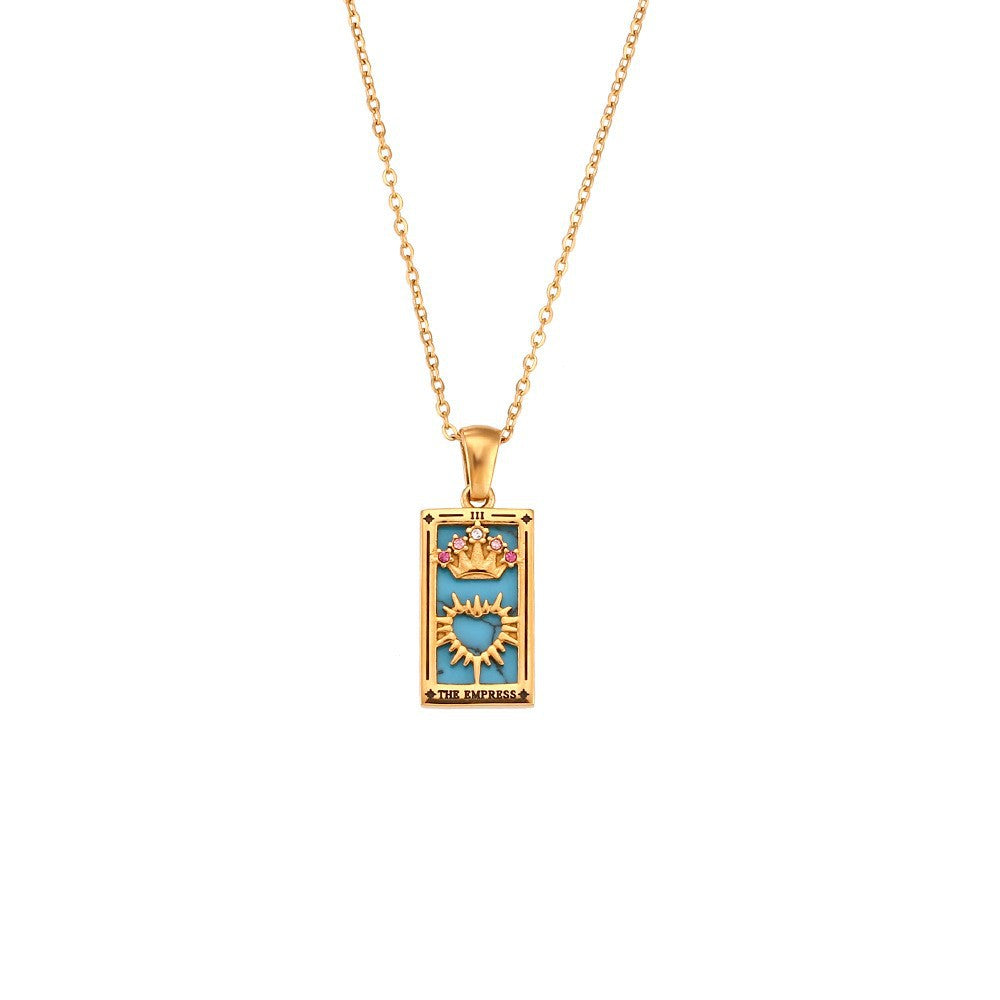 Collana Pendente Geometrica Minimalista da Donna in Acciaio Inox con Placcatura in Oro 18K e Finitura Smaltata