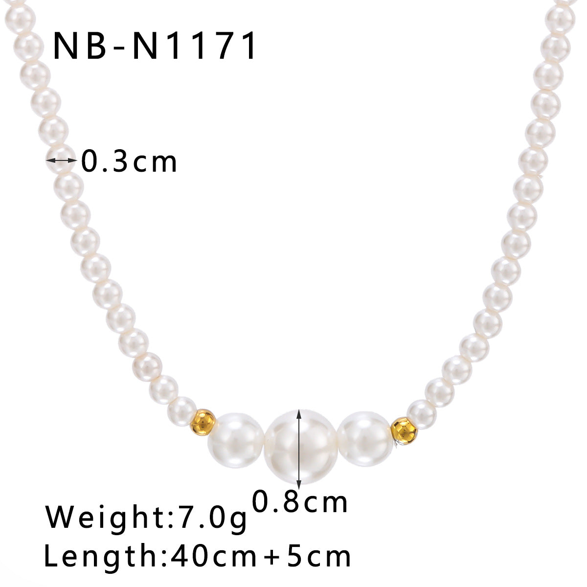 Collana da donna minimalista in acciaio inossidabile con perle, ciondolo geometrico e finitura placcata sottovuoto in oro 18K